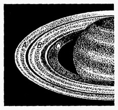 <strong>Кольца Сатурна</strong> (вид с Земли), между кольцами А и В - щель Кассини, С - внутреннее кольцо